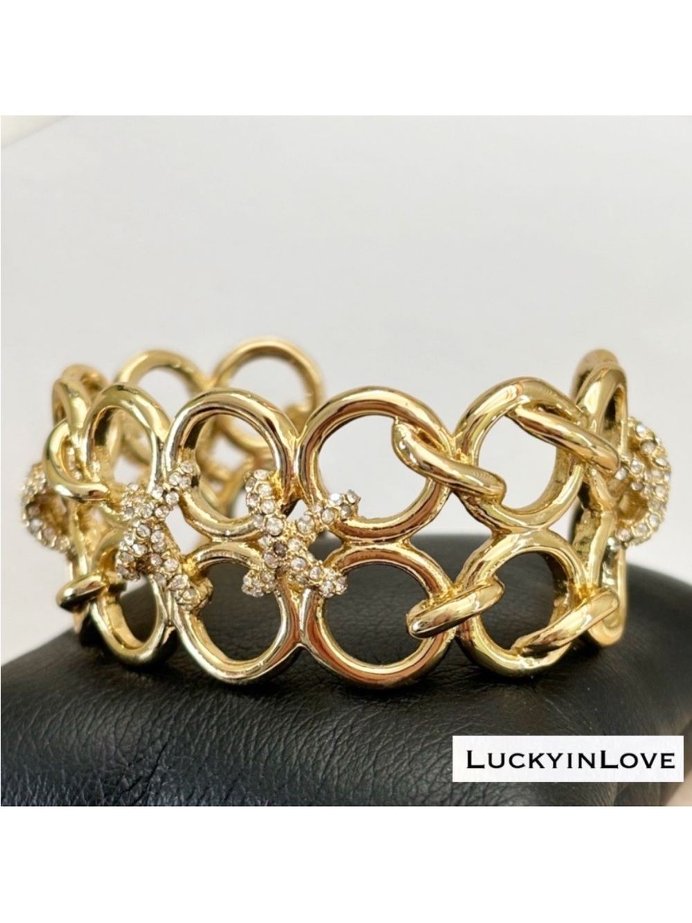 ALEXIS BITTAR• Hugs & Kisses Golden Crystal Cuff Bracelet
